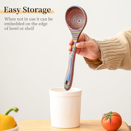 Gudamaye Pakkawood Rainbow Deep Soup Ladles,Pakkawood Ladle,10.6 inch
