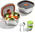 2 Pack Stainless Steel Salad Bowls To Go for Lunch & Meal Prep, 50oz