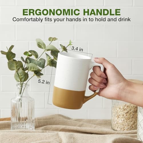 Large Ceramic Coffee Mug Set of 4, 16 oz Tea Cups with Handle
