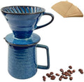 Ceramic Pour Over Coffee Maker Set, Starry Blue Coffee Dripper Cone