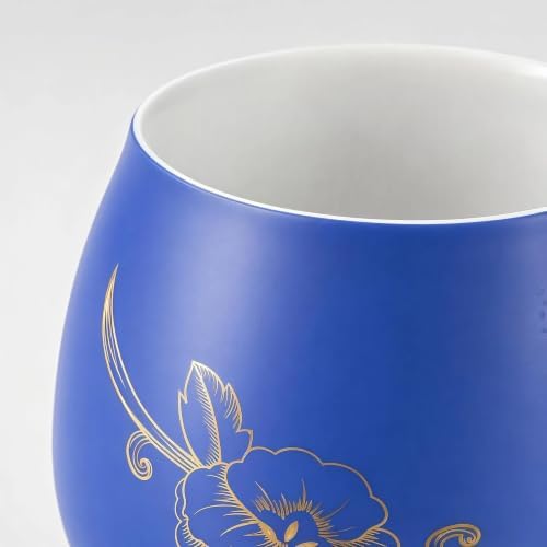 Yundu 12 OZ Ceramic Mug with Lid & Tea Strainer - Matte Blue Tea Cup