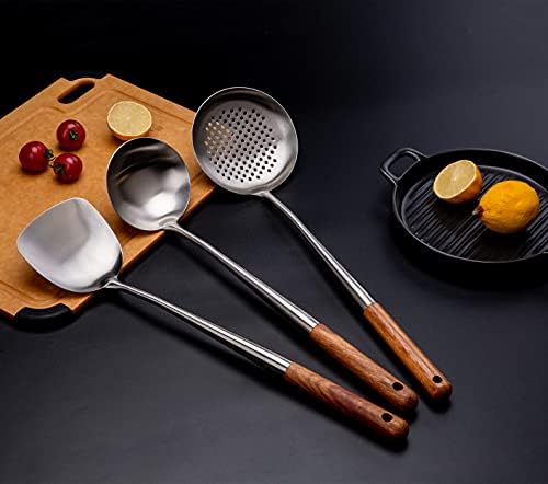 FJNATINH 17inches Stainless Steel Wok Spatula and Ladle Set