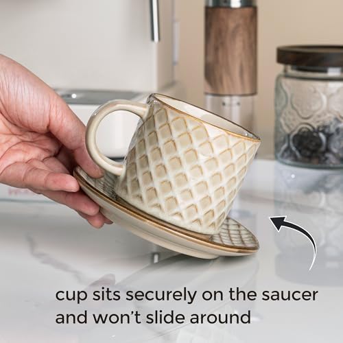 GBhome 6 OZ Coffee Mugs with Saucer and Stand, Ceramic Espresso Coffee