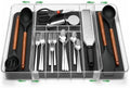 Masirs Expandable Utensil Drawer Organizer - BPA-Free Plastic Clear
