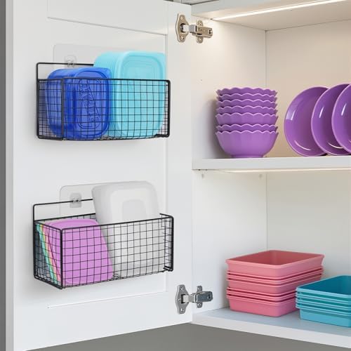 2 Pack Large Adhesive Kitchen Cabinet Door Organizer - Lid Organizer