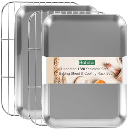 18/0 Stainless Steel Baking Sheet with Cooling Rack, Oven-Safe