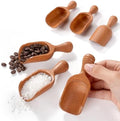 6 Pack Wooden Coffee Scoops for Canisters, 4 Inch Acacia Wood