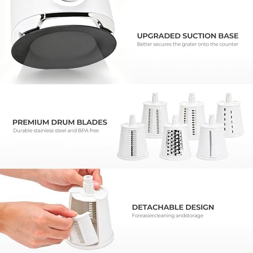 SUSTEAS Rotary Cheese Grater Hand Crank, Kitchen Shredder Vegetable