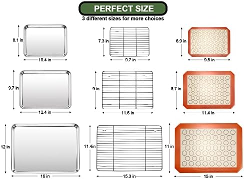 Baking Sheet Tray Cooling Rack with Silicone Baking Mat Set, Stainless