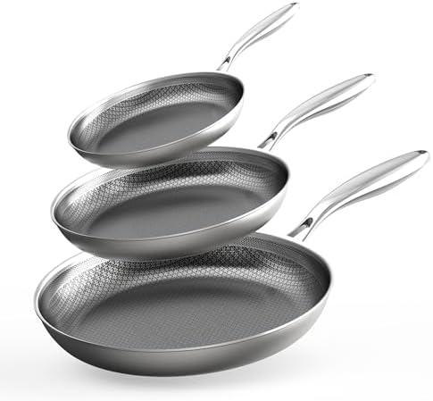 COOKER KING 3pc Hybrid Nonstick Frying Pans Set, 8, 10 & 12" Pans
