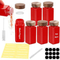 6Pcs 4 oz Square Glass Spice Jars with Label, Empty Spice Containers