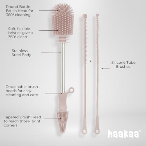 Haakaa Food-Grade Silicone Double-Ended Cleaning Brush (Brush-Grey)