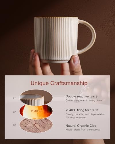 famiware Coffee Mug Set of 4, Star 12 oz Ceramic Mugs Cups Set with