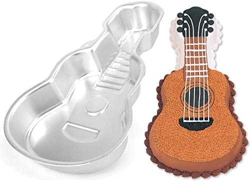 Guitar Shaped Cake Pan, Aluminum 3D Birthday Cake Mold Baking Mould