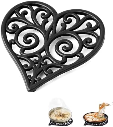 Black Heart Cast Iron Trivet for Kitchen & Dining - Romantic