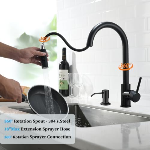 Black Kitchen Faucet HAVIN with Soap Dispenser
