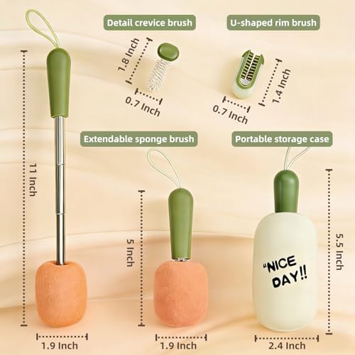 4-in-1 Portable Bottle Brush Cleaner Set, Water Bottle Cleaning Brush