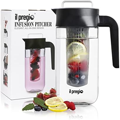 Small Glass Fruit Infuser Water Pitcher – 36 oz Borosilicate Glass