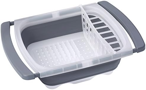 PrepWorks Collapsible Dish Drainer - Space-Saving, Expandable Dish Rack for Drying Plates, Cups, and Kitchen Utensils, Extends from 16.5" to 26.75" to Fit Over Most Sinks