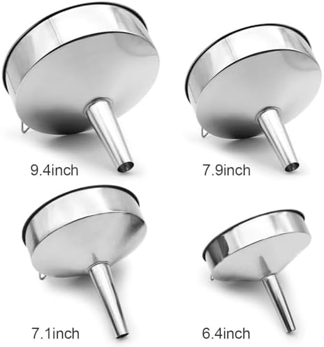 Stainless Steel Large Funnel, 7.9 Inch with Detachable Strainer for