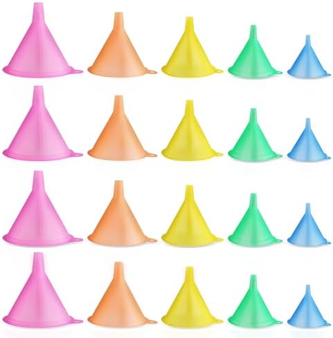 20 Pcs Plastic Funnel Set Colorful Wide Mouth Funnel Multipurpose