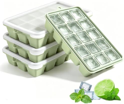 4 Pack Silicone Ice Cube Trays, Easy Release Ice Trays for Freezer