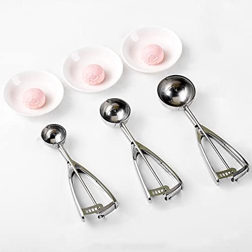Ecowin Cookie Scoop Set Ice Cream Scoops, 3 PCS Thick Stainless Steel