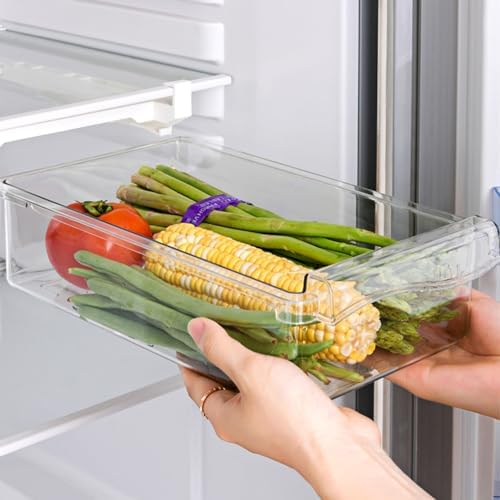 Pull out Fridge Organizer, Stackable Hanging Clear Pantry Drawer