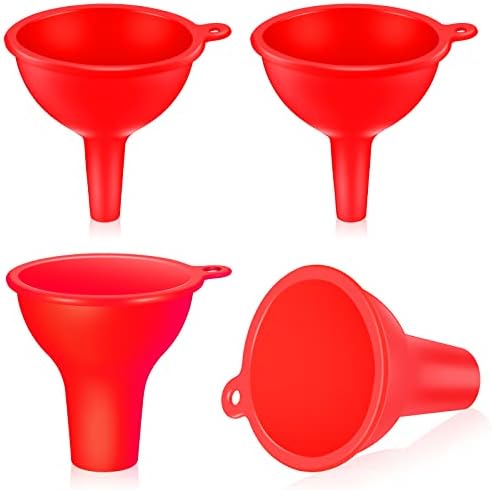 Silicone Funnels 4 Pieces Wide Mouth Funnel Small and Large, Red