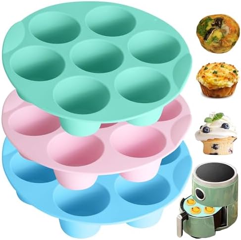 Silicone Egg Bite Molds, 3 Pack Silicone Muffin Pans for Air Fryer