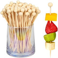 300Pcs Fancy Toothpicks for Appetizers,4.7Inch Wooden Ball Cocktail