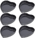 6pcs Heart Shaped Tart Pan Set with Removable Bottom, Carbon Steel