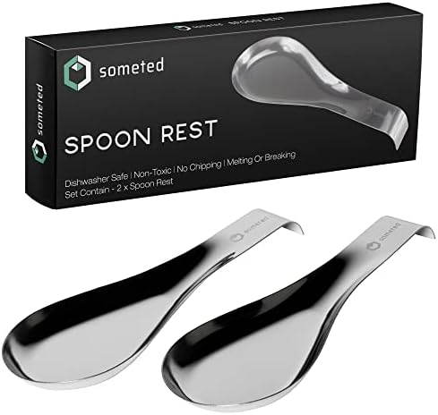 Stainless Steel Spoon Rest-Spatula Ladle Holder Set of 2 Stainless