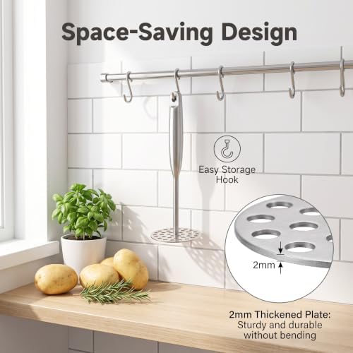 Potato Masher +Peeler 2 in 1 Set 304 Stainless Steel with Ergonomic