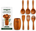 7-Piece Teak Wood Cooking Utensil Set with Holder