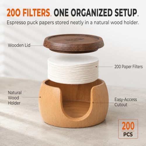 IKAPE Espresso Coffee Accessories, 200pcs 58.5MM Paper Filters