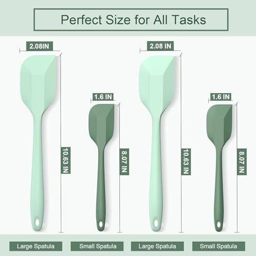 4 Pieces Silicone Spatula Set, Premium Heat Resistant Rubber Spatula