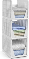 Sorbus Stackable Closet Organizer, Open-Front Shelf Bins (3 XL)