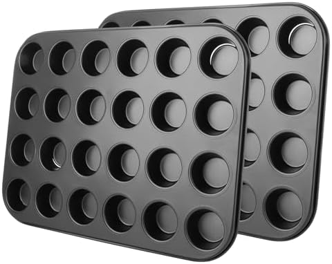 ASelected 2 Pack Mini Muffin Tray,24 Cup Muffin Baking Pan,Non-Stick