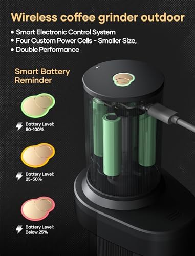 Cocinare 2-in-1 Wireless Burr Coffee Grinder, Black