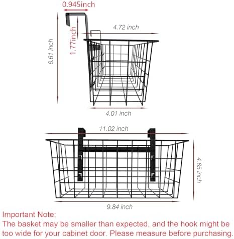 MaraFansie Basket with Hook, Grid Storage Basket, Over the Cabinet