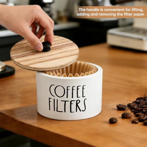 Wooden Coffee Filter Holder With Lid, Coffee Filter Storage Container