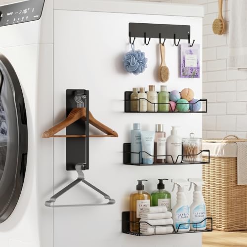 5-Pack Magnetic Shelves for Washing Machine, Black
