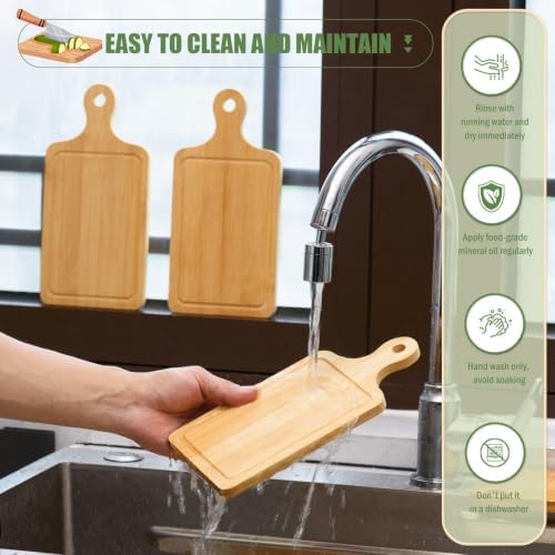 AWIZOM 6 Pcs Small Cutting Boards with Handle Mini Bamboo Charcuterie