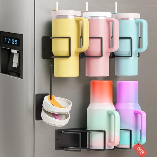 Magnetic Stanley Cup Holder for Fridge, 2 Pack Tumbler Organizer with