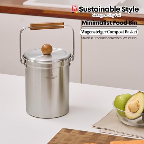WAGENSTEIGER 3 Liters Stainless Steel Kitchen Compost Bin with Lid