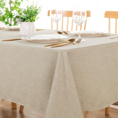 DWCN Rectangle Faux Linen Tablecloth, Table Cover, 60 x 102 Inch