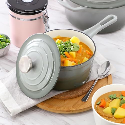 7 Piece Enameled Cast Iron Cookware Set, Heavy Duty Pots and Pans with