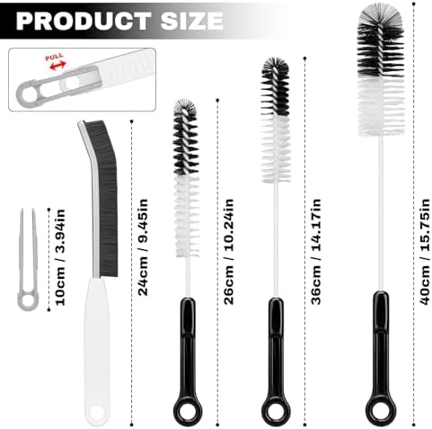 Bottle Cleaning Brush Set, 4pcs Flexible Long Handle Brushes for
