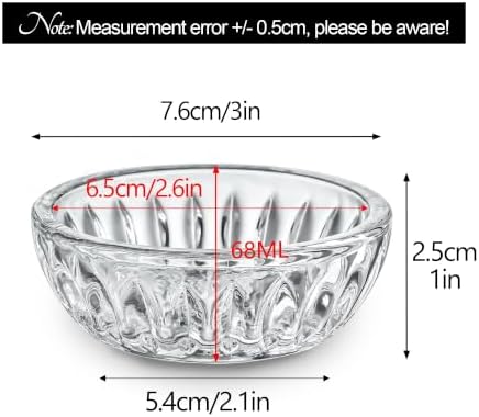 Set of 6 Mini Glass Bowls, 2 OZ Round Prep Bowl, Small Dipping Bowls